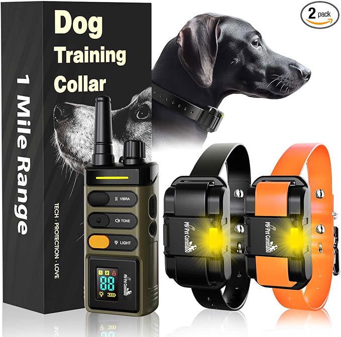 My Pet Command remote training kit with black and orange collars and one handheld remote